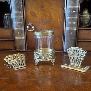 Vintage Anna Griffin by Two's Company Brass Desk Set